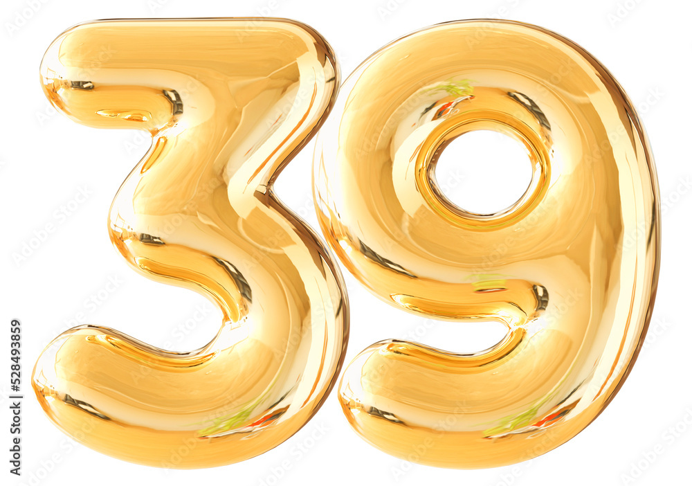 3d number 39 gold balloon 3d number 39 gold balloon