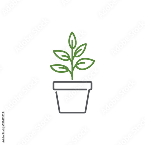 leaf and pot icon. Potted plant icon trendy design. leaf on pot icon vector. garden logo. Vector illustration