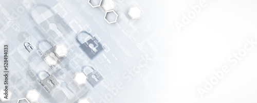 internet digital security technology concept for business background. Lock on circuit board