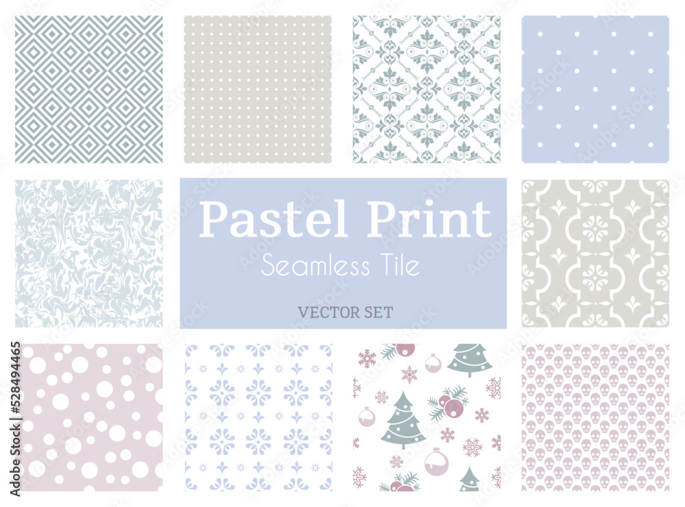 Set of vector tiled seamless collection of modern stylish pastel Set of vector tiled seamless collection of modern stylish pastel