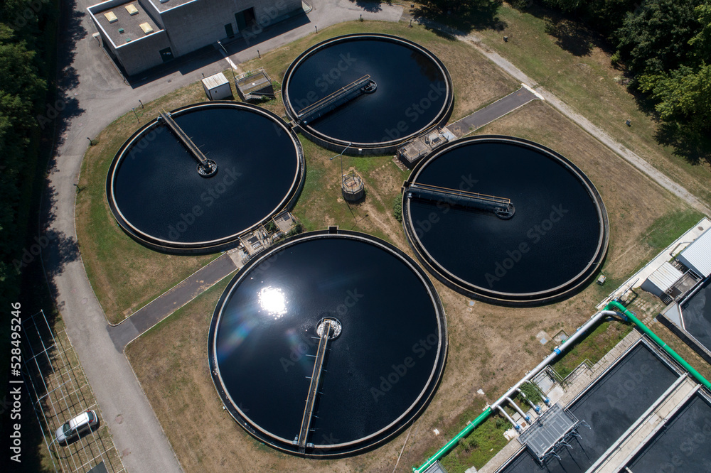 Water treatment plant from drone Water treatment plant from drone