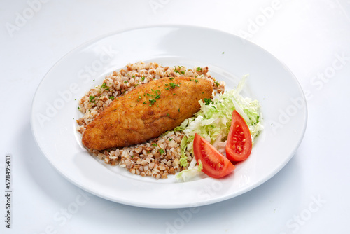 cutlet with buckwheat and salad