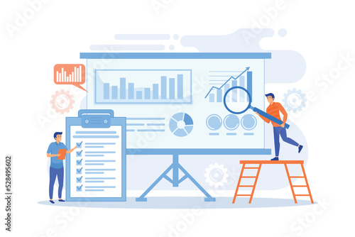 Workgroup admit and identify, measure and prioritize, implement a strategy. Risk management team, risk management training and objective concept. flat vector modern illustration