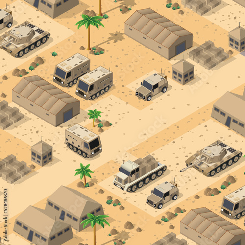 Background 3D illustration army armed troop isometric armed military