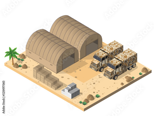 Module base camp object element for building design army armed