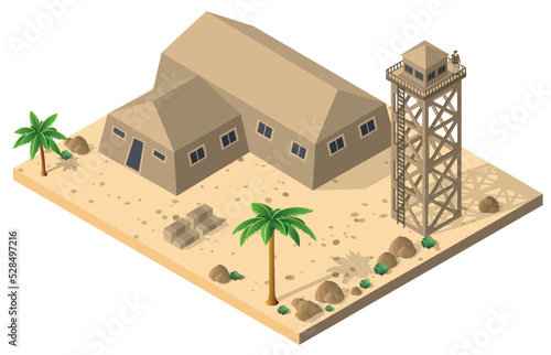 Module base camp object element for building design army armed