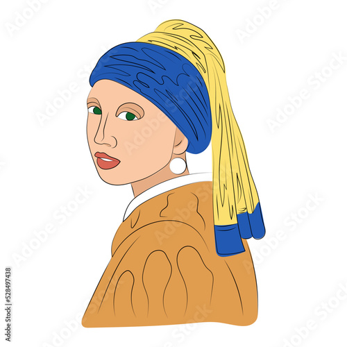 Girl with a Pearl Earring minimalistic portrait