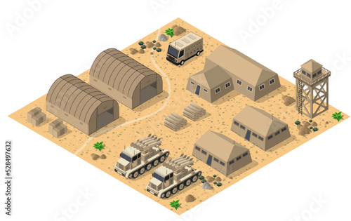 Module base camp object element for building design army armed
