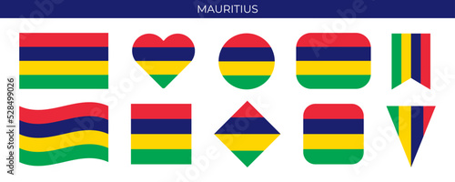 Mauritius flag set. Vector illustration isolated on white background © goodman111