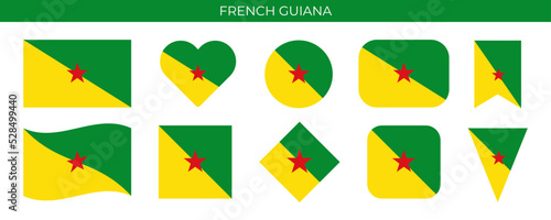 French Guiana flag set. Vector illustration isolated on white background photo
