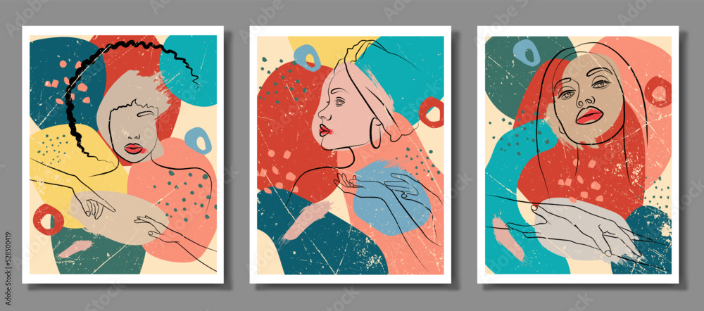 An abstraction set with a face and hands. Vector illustration of the face of an African woman with a turban. In a minimalistic abstract style. Fashionable illustration and abstract poster. An abstraction set with a face and hands. Vector illustration of the face of an African woman with a turban. In a minimalistic abstract style. Fashionable illustration and abstract poster.