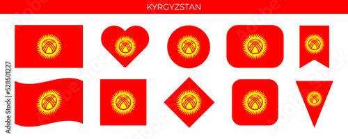Kyrgyzstan flag set. Vector illustration isolated on white background photo