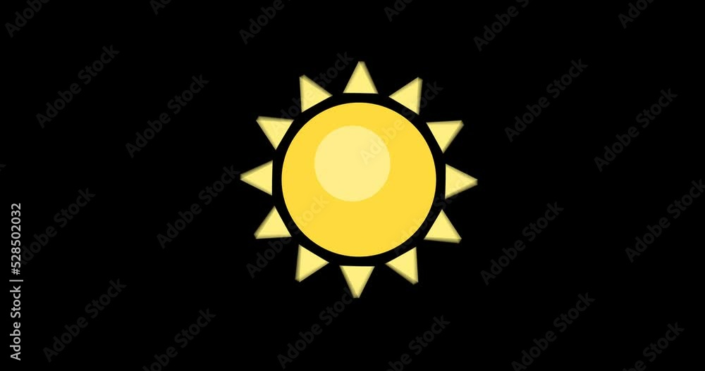 Animated sun icon black background4K video Animated sun icon black background4K video