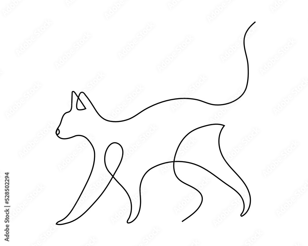 Continuous line curving cat. New minimalism. Vector illustration. Continuous line curving cat. New minimalism. Vector illustration.