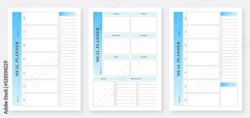 Weekly Meal Tracker. Printable Meal Planner Layout. Minimalist planner pages templates. Weekly Meal Planner Template. Planner Bundle Design. Printable Planner Set.