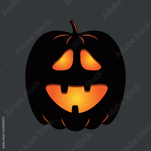 Funny Halloween pumpkin. A jack-o'-lantern isolated on a dark background. Vector illustration