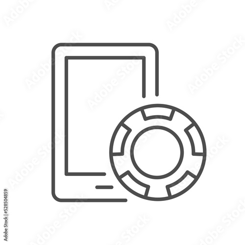 Mobile casino line outline icon