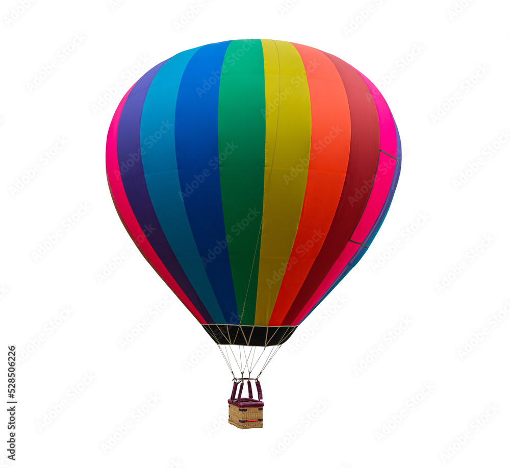 Fototapeta premium Colorful Hot Air Balloon Floating Isolated on transparent background - PNG format.