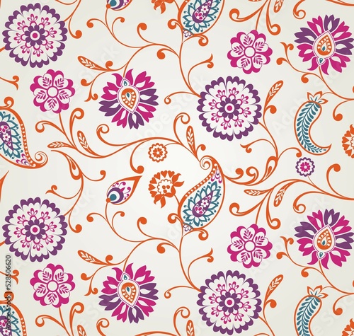 traditional paisley floral pattern  textile   Rajasthan  royal India 