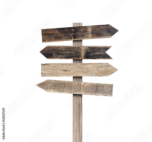 Wood arrow sign isolated on transparent background - PNG format. © banphote