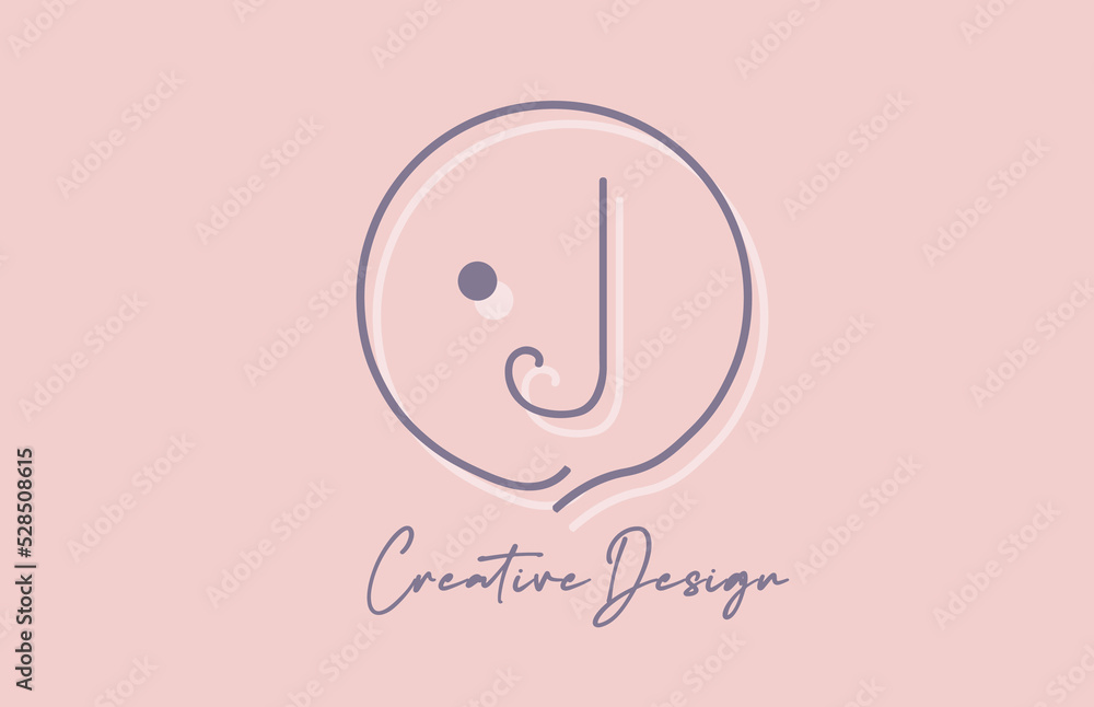 J alphabet letter logo icon design with line dot and vintage style. Pink blue creative template for business and company J alphabet letter logo icon design with line dot and vintage style. Pink blue creative template for business and company