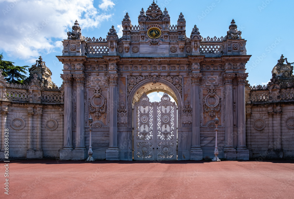 The entrance gate of Dolmabahce Palace in Istanbul, Turkey.
