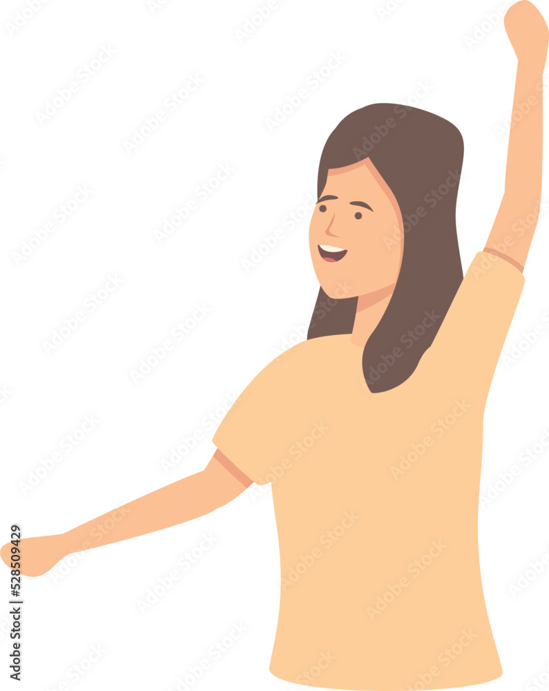 Happy student icon cartoon vector. Woman person. Young positive Happy student icon cartoon vector. Woman person. Young positive