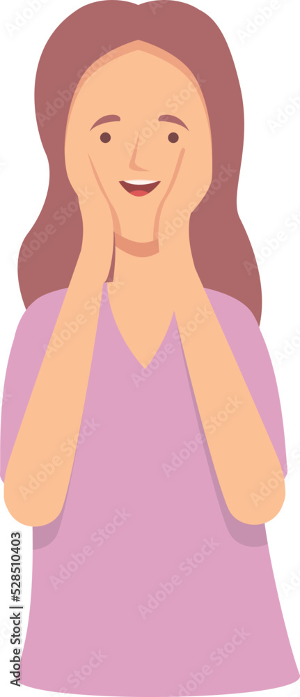 Delight girl icon cartoon vector. Happy person. Active wow Delight girl icon cartoon vector. Happy person. Active wow