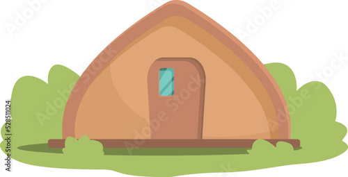 Forest glamping icon cartoon vector. Adventure card. Luxury house