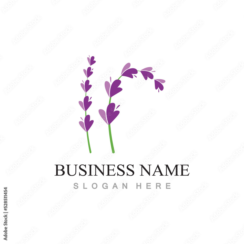 fresh lavender flower logo flat design template fresh lavender flower logo flat design template