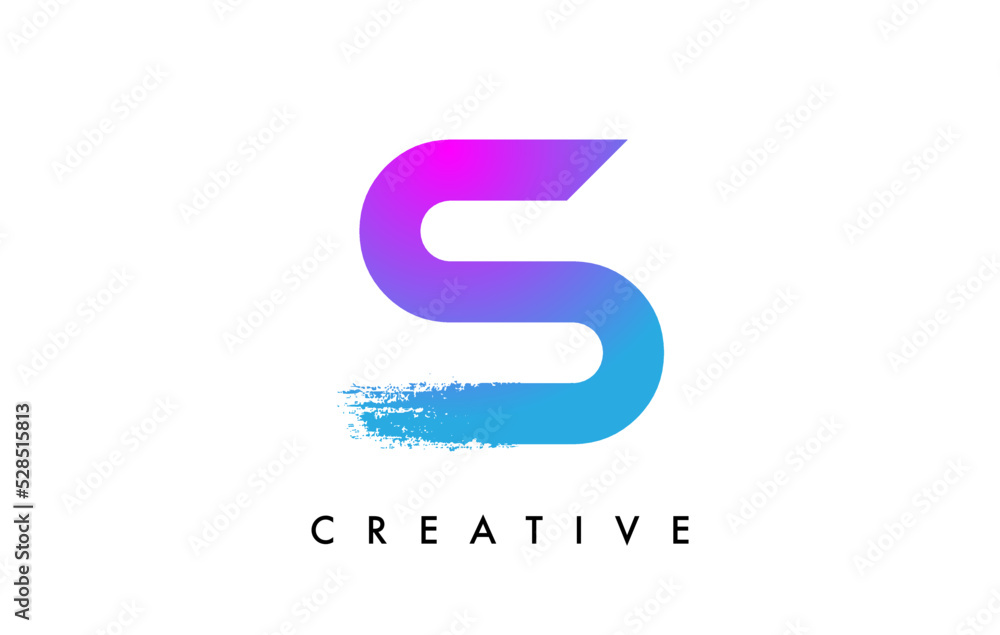 Purple Blue Letter S Logo Icon Design with Rounded Shape and Artistic Brush Stroke Ending and Green Blue Electric Color Vector Purple Blue Letter S Logo Icon Design with Rounded Shape and Artistic Brush Stroke Ending and Green Blue Electric Color Vector