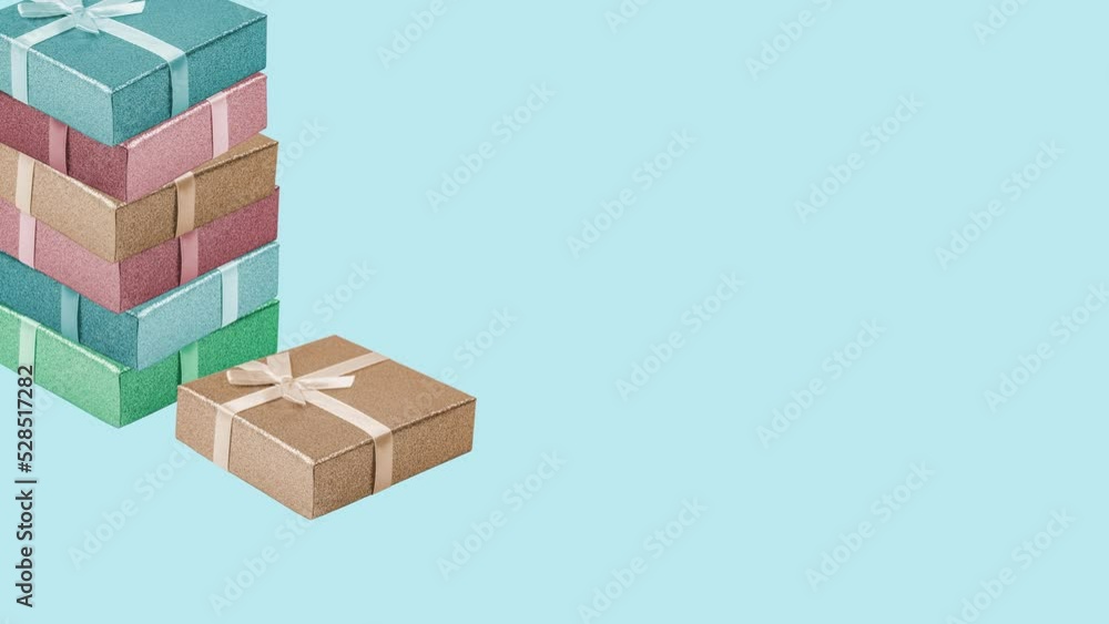 Blue background and gift boxes for a sale or a holiday, a mockup for an advertising banner Blue background and gift boxes for a sale or a holiday, a mockup for an advertising banner
