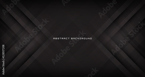 3D black geometric abstract background overlap layer on dark space with cutout effect decoration. Minimalist graphic design element future style for banner flyer, brochure cover, card, or landing page