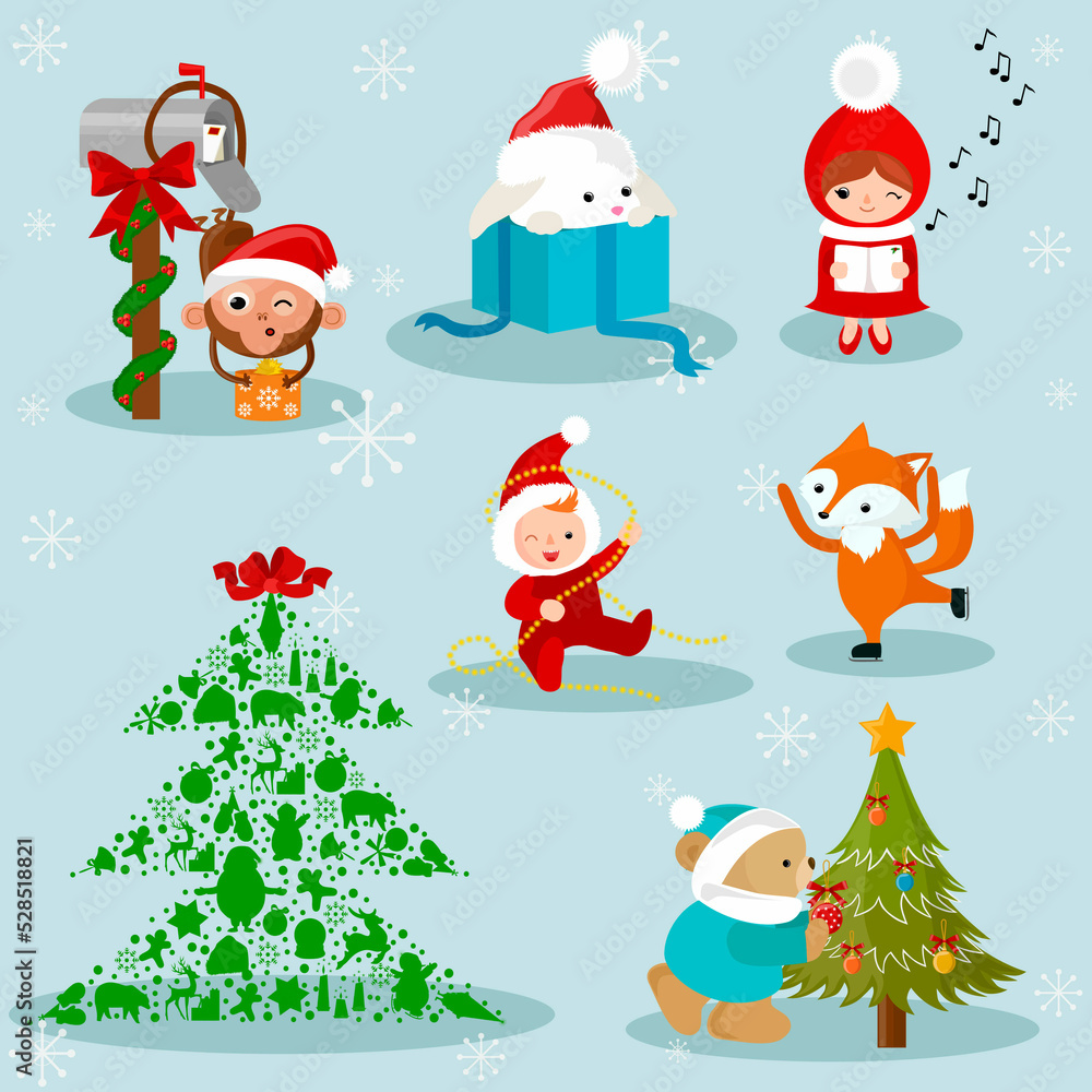 Fototapeta premium set of christmas elements