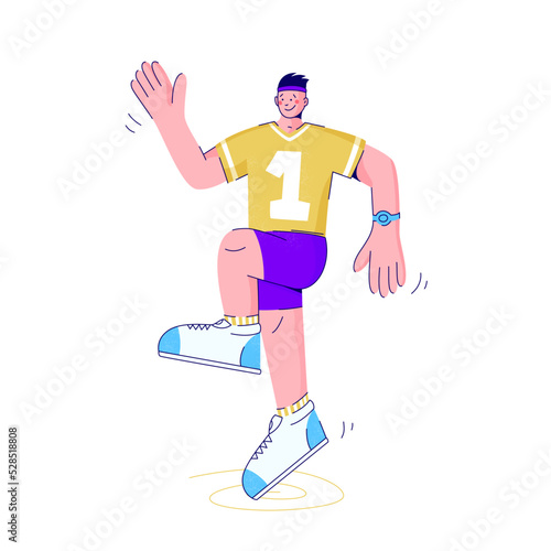 Sport activity and physical exercise. Fitness and workout concept. Man jumps doing cardio exercises and warming up. Training for healthy lifestyle. Vector