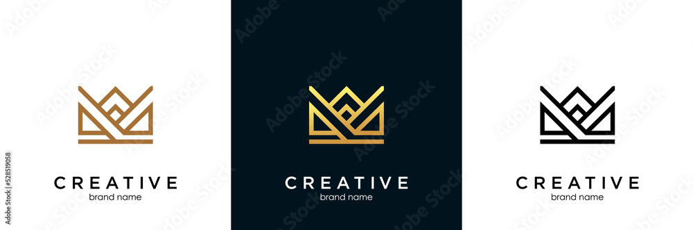 Premium style abstract gold crown logo symbol. Royal king icon. Modern ...