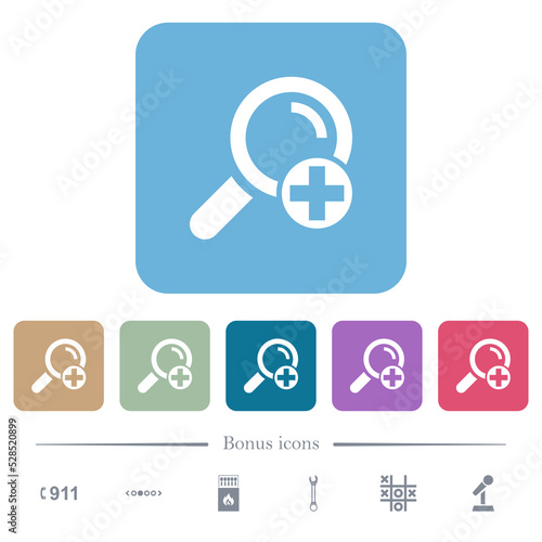 Add new search term flat icons on color rounded square backgrounds