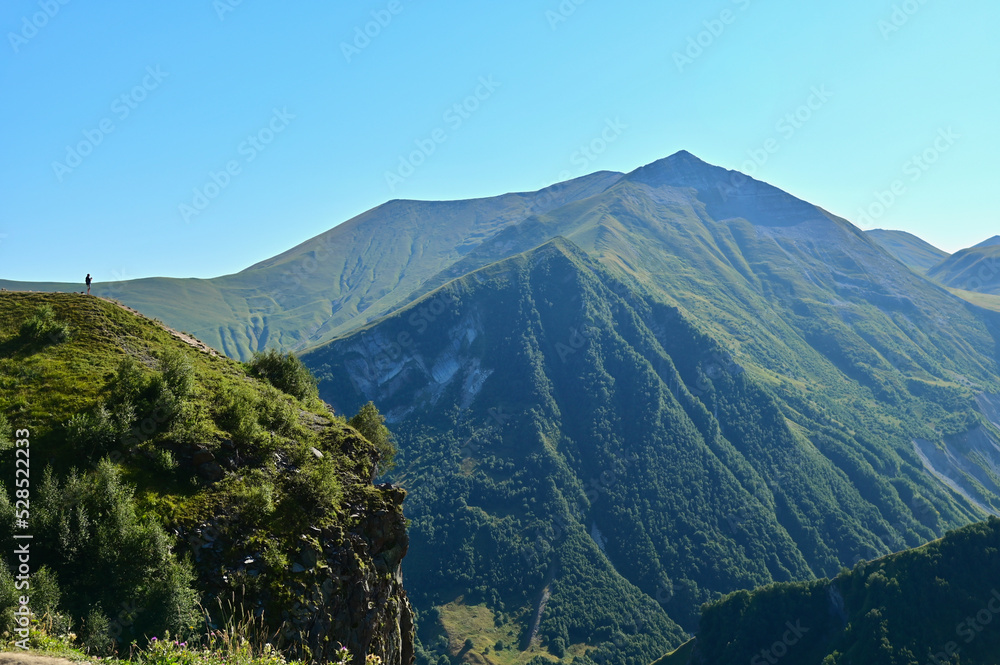 High Cliffs Near Russia–Georgia Friendship Monument at the Caucasus Mountain in Georgia