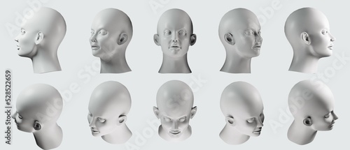 isolated of head mannequin man body organs part 3d illustration rendering, human white sculpture, set collection, model object
