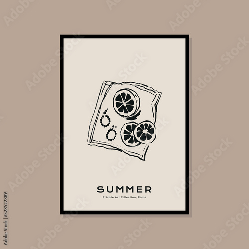 Minimal bohemian travel illustration poster design for wall art gallery 