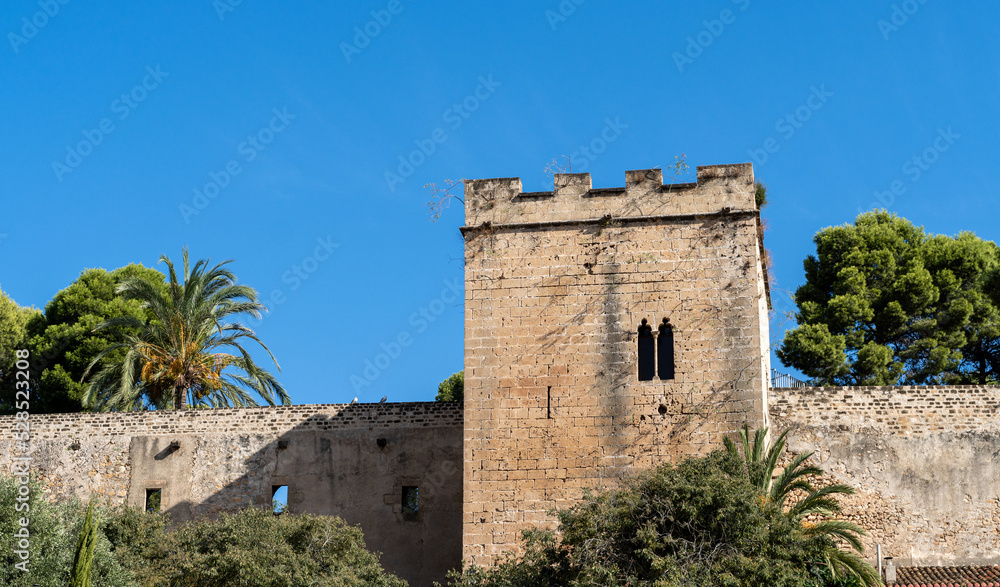 Tower and wall in Dénia's castle, (Alicante, Spain)