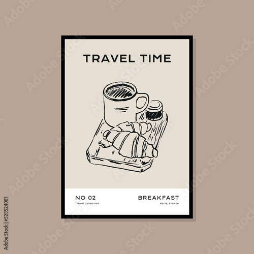 Minimal bohemian travel illustration poster design for wall art gallery 