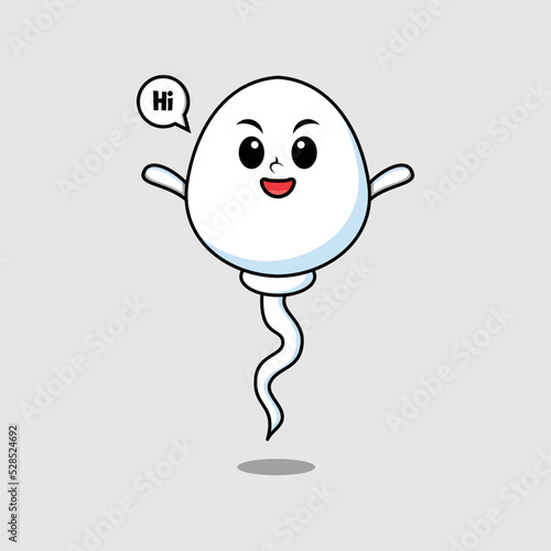 Cute cartoon sperm character with happy expression in modern style design 