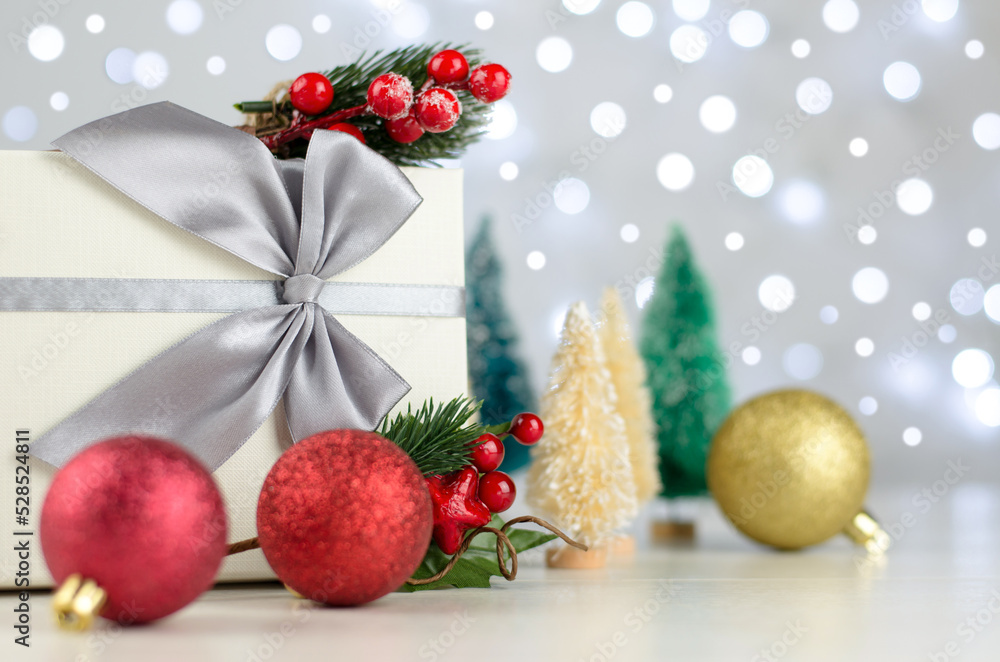 Beautiful blurred Christmas background with place for text. New Year or Christmas card Beautiful blurred Christmas background with place for text. New Year or Christmas card