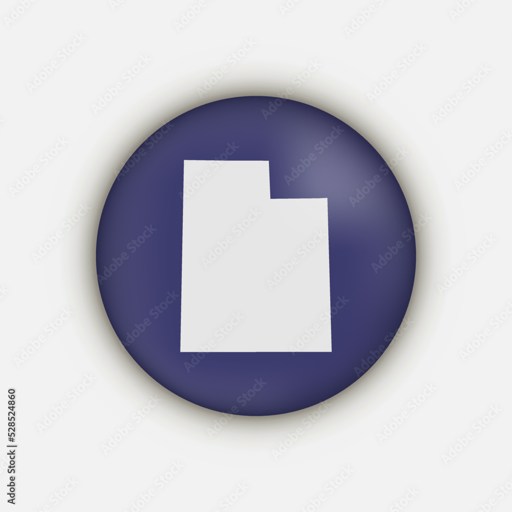 Utah state map circle with long shadow Utah state map circle with long shadow