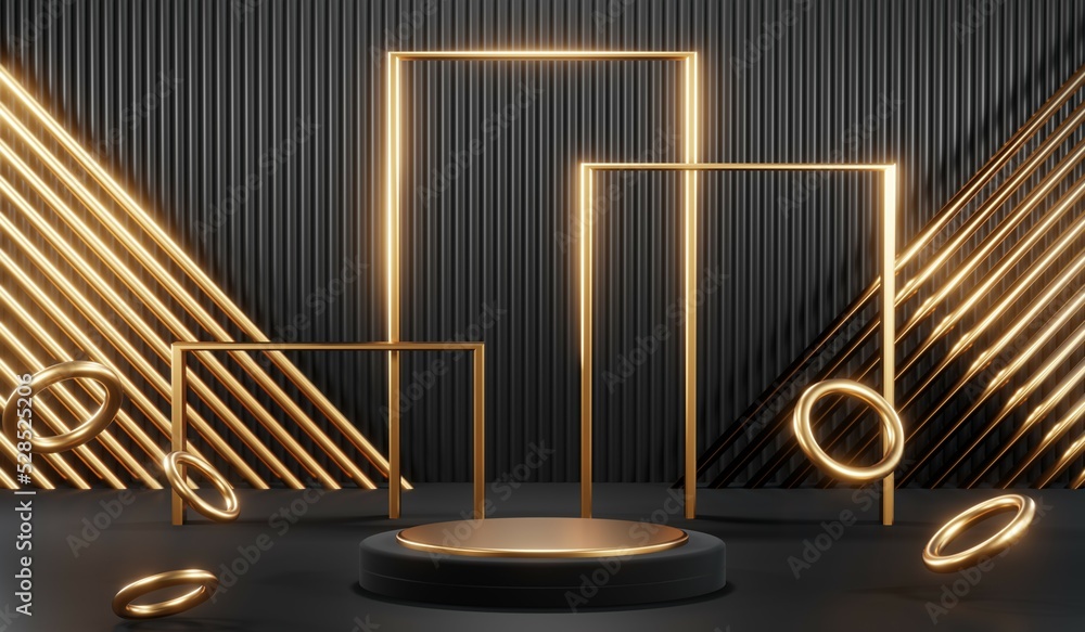 3D rendering of blank product background for cream cosmetics Modern black podium background 3D rendering of blank product background for cream cosmetics Modern black podium background