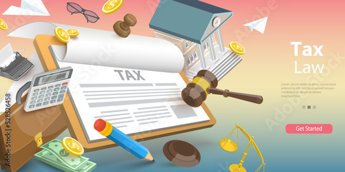 3D Vector Conceptual Illustration of Taxation Legislation, Tax Law