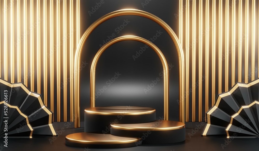 3D rendering of blank product background for cream cosmetics Modern black podium background 3D rendering of blank product background for cream cosmetics Modern black podium background