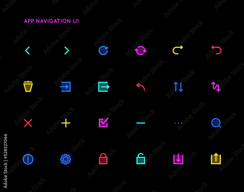 App Control System User Interface (UI) Vector Icon Set. High Quality Minimal Lined Icons. App Control System User Interface (UI) Vector Icon Set. High Quality Minimal Lined Icons.
