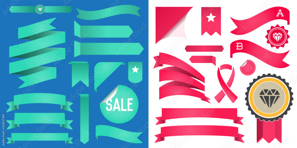 Big Set of Ribbons and Labels in Vector Retro and Vintage for All ...